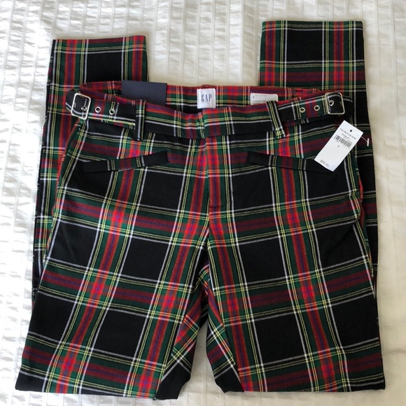Gap Skinny Tartan Ankle Pant with Buckle Detail - Picture 2 of 6